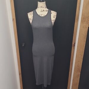 Charcoal Gray Racerback Bodycon Midi Dress
